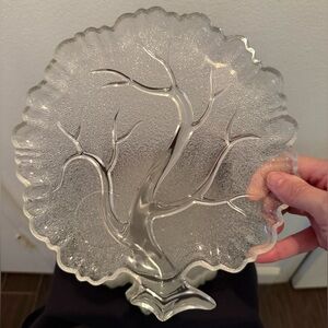 5 Hazel Atlas "Tree of Life" frosted glass plates, aka “Orchard" pattern. 1950s